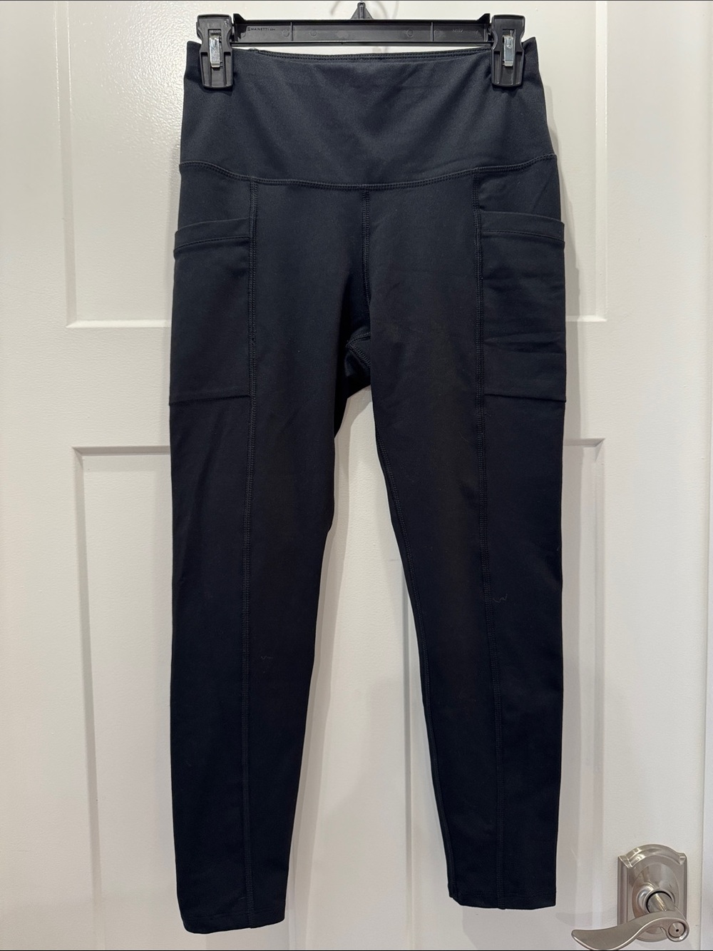Apana Black Performance Leggings with Logo Waistband Size Small